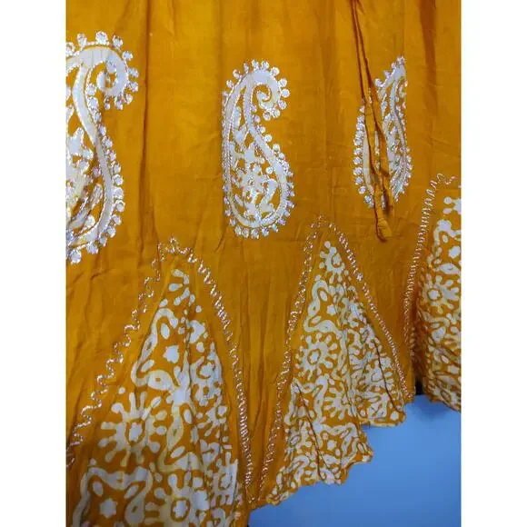 Raj Made in India long skirt sz S Orange embroidered romantic flowy boho flowy - Picture 5 of 10